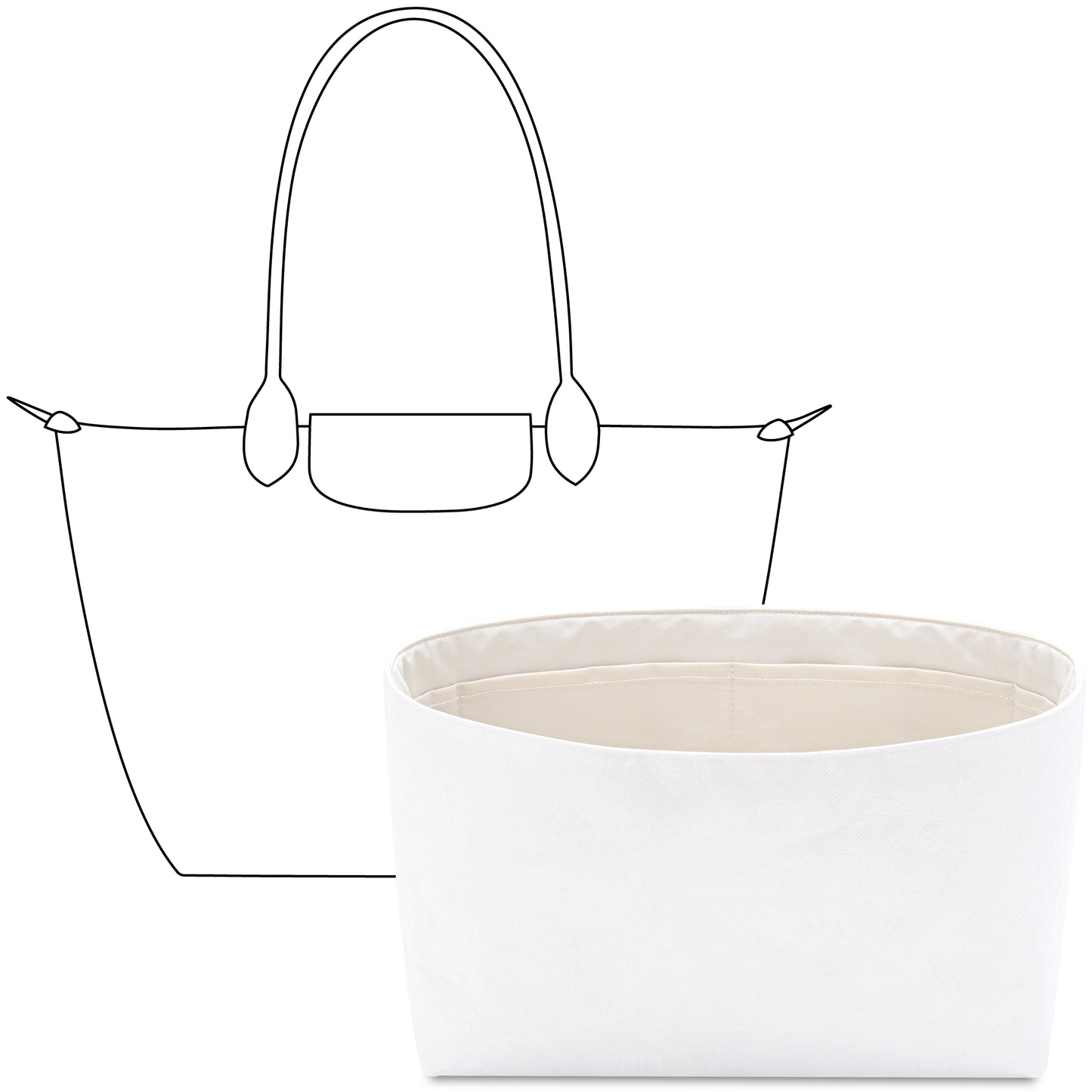 Handbag Organizer Insert for Le Pliage Original M Tote Bag( Craie)