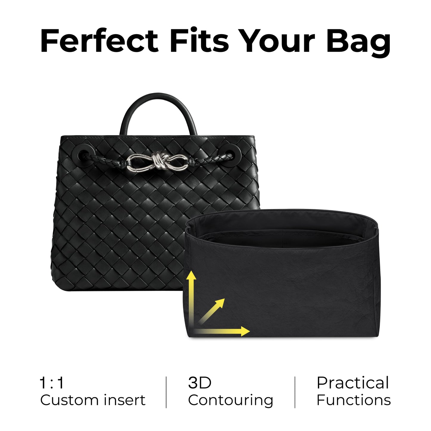 Handbag Organizer Insert for BV Andiamo Handbag S( Matte Black)