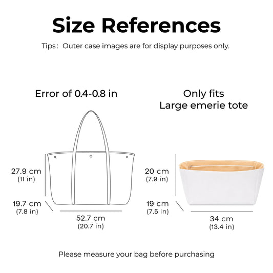 FANJI Project Tote Bag Organizer Insert for Ralph Lauren Large Emerie Tote,Custom Fit Inside Premium Vanile Lightweight Water Resistant Purse Insert with Zipper