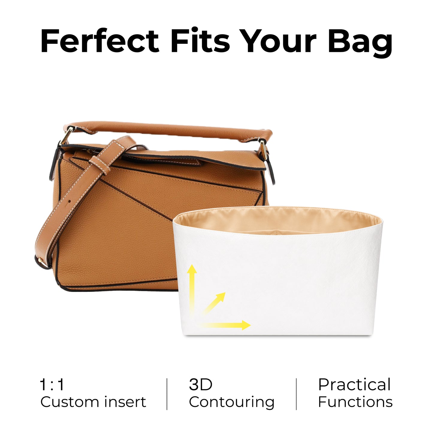 Handbag Organizer Insert for LOEWE Puzzle M( Vanile)
