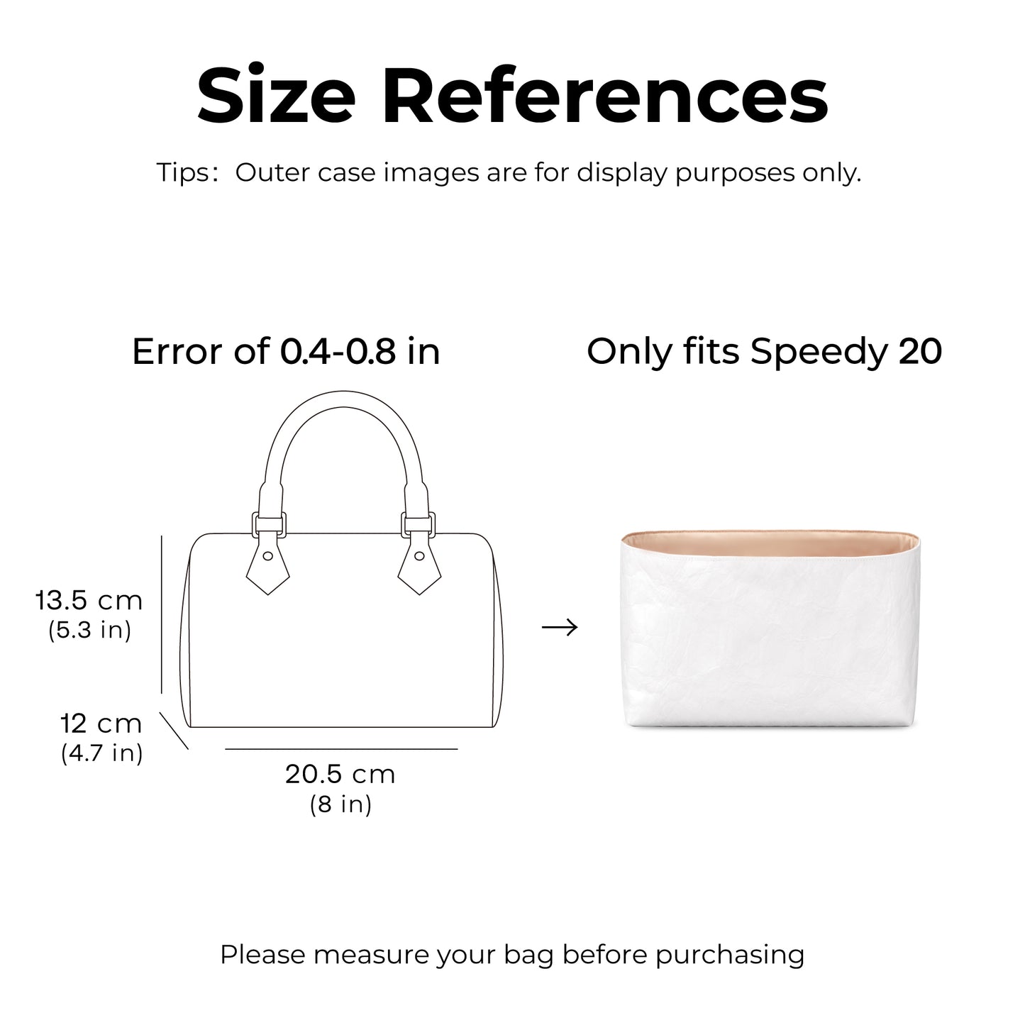 Handbag Organizer Insert for LV Speedy 20, Custom Fit Inside Premium ( Vanile )