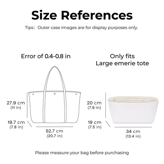 FANJI Project Tote Bag Organizer Insert for Ralph Lauren Large Emerie tote,Custom Fit Inside Premium Craie Lightweight Water Resistant Purse Insert with Zipper