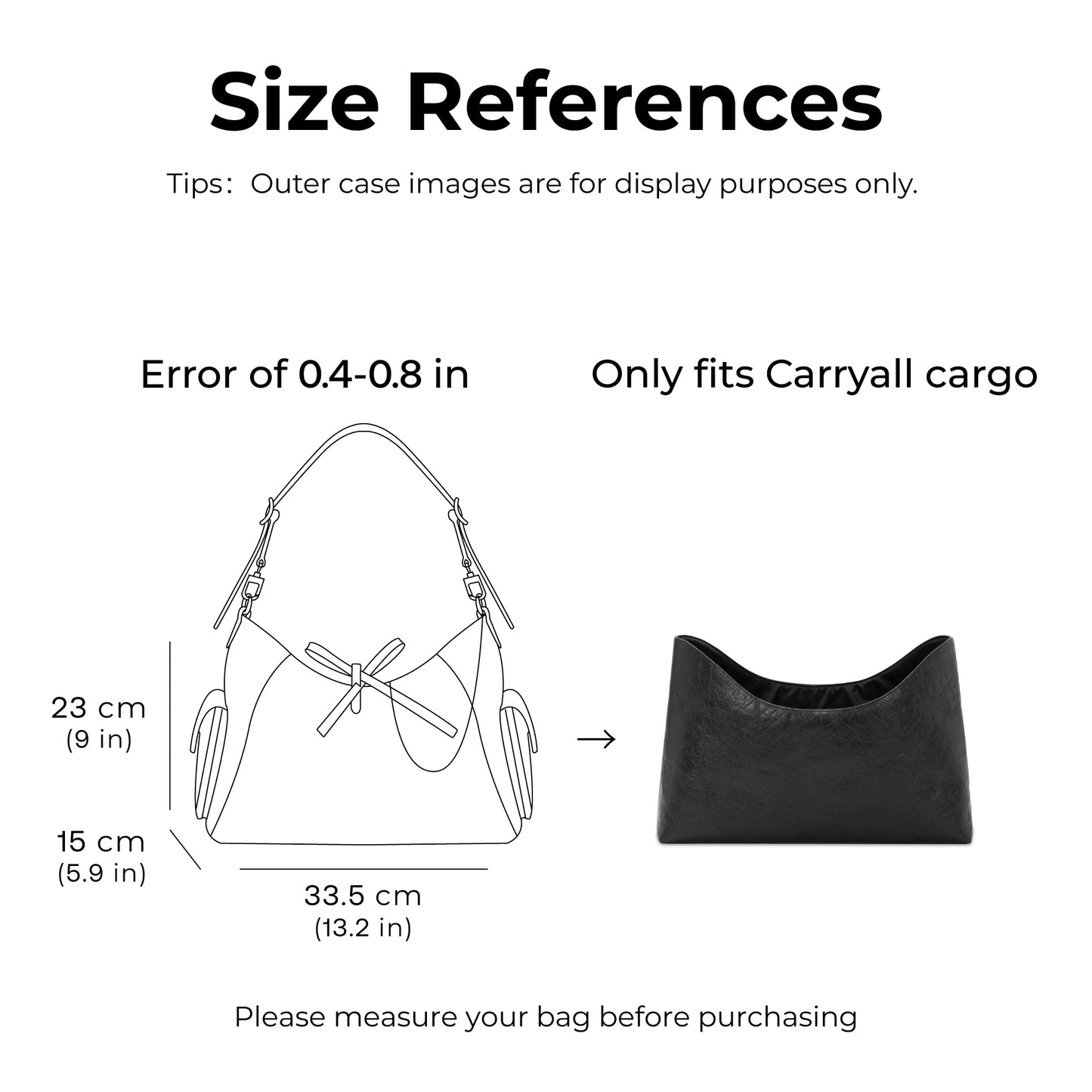 Handbag Organizer Insert for LV CarryAll Cargo Vibe PM Bag (Matte Black), Custom Fit Inside Premium