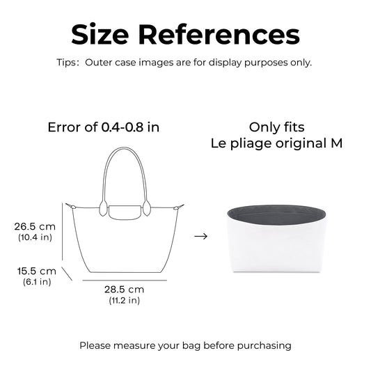 Handbag Organizer Insert for Le Pliage Original M Tote Bag( Slate Gray)