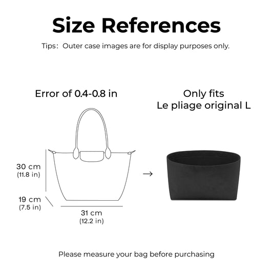Handbag Organizer Insert for Le Pliage Original L Tote Bag( Matte Black)