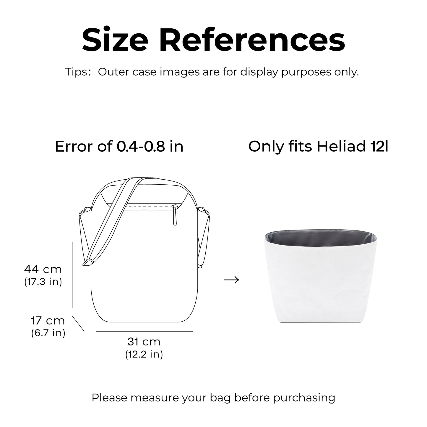 Handbag Organizer Insert for ARC'TERYX Heliad 12 L( Slate Gray)