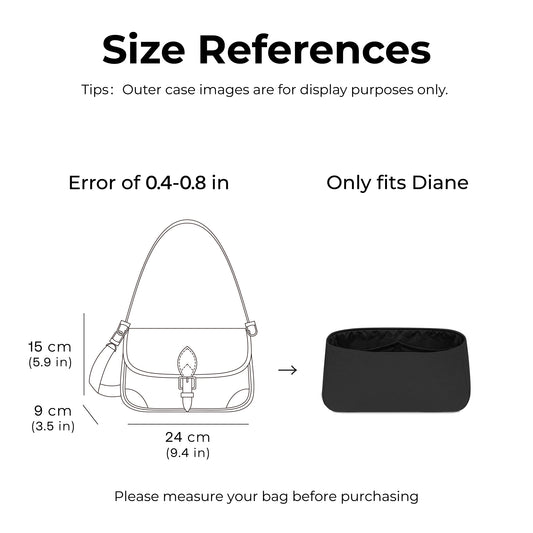 Handbag Organizer Insert for LV Diane Bag (Matte Black), Custom Fit Inside Premium