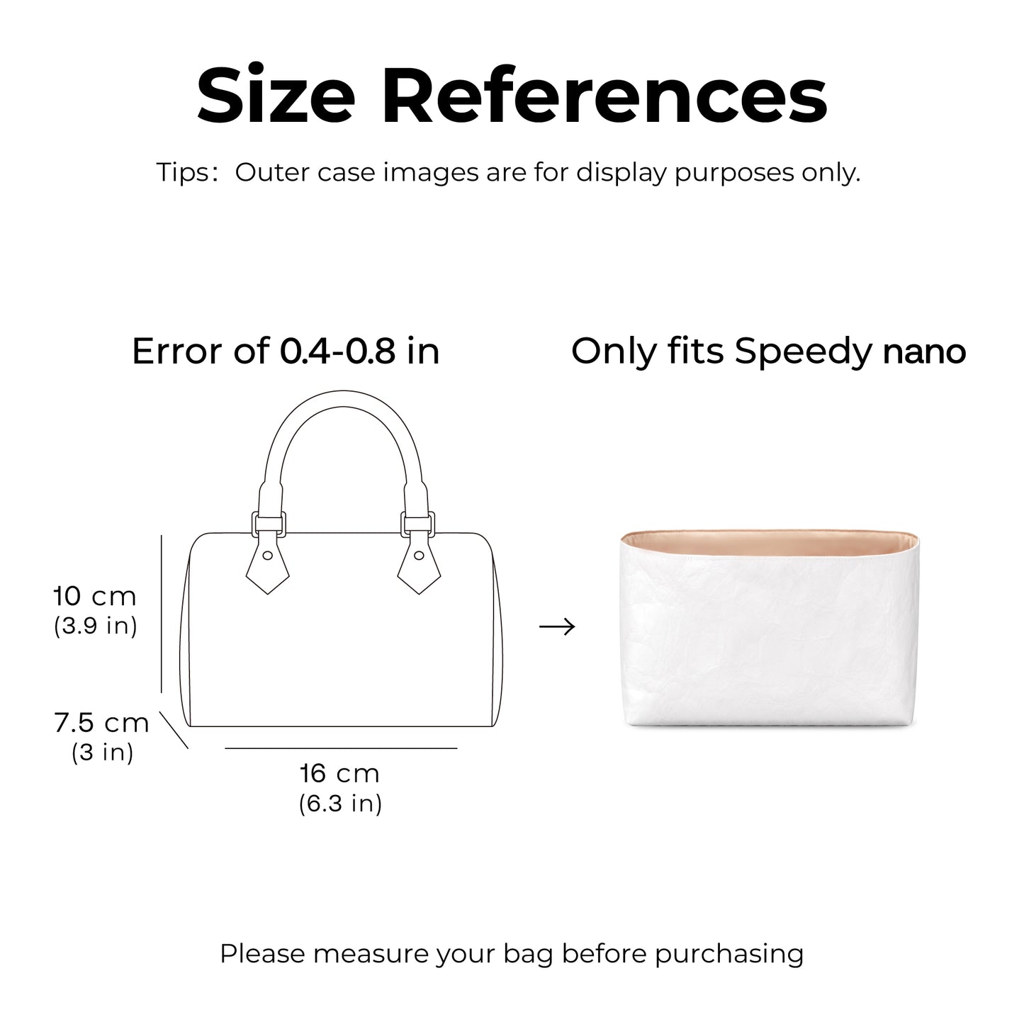 Handbag Organizer Insert for LV Speedy Nano( Vanile)