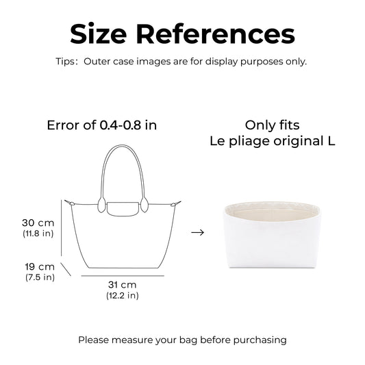 Handbag Organizer Insert for Le Pliage Original L Tote Bag( Craie)