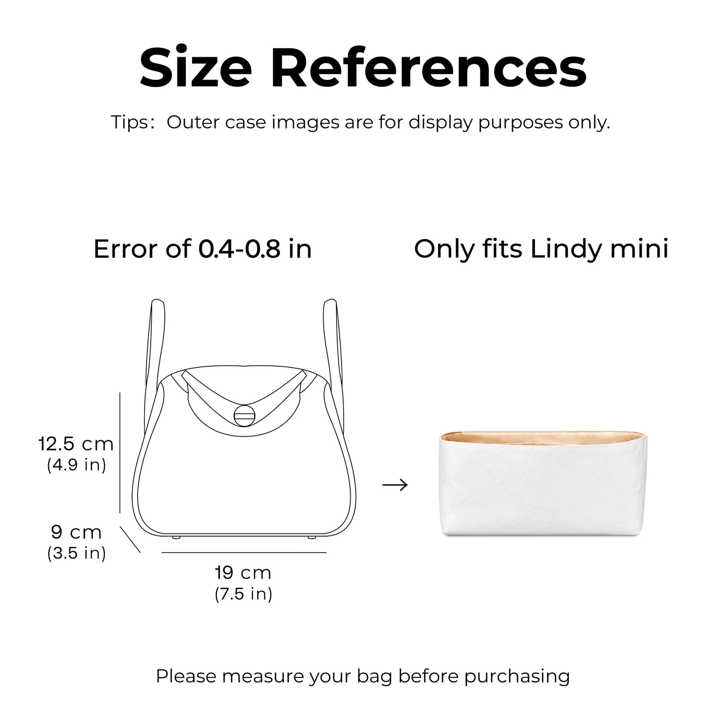 Handbag Organizer Insert for HERMES Lindy Mini( Vanile)