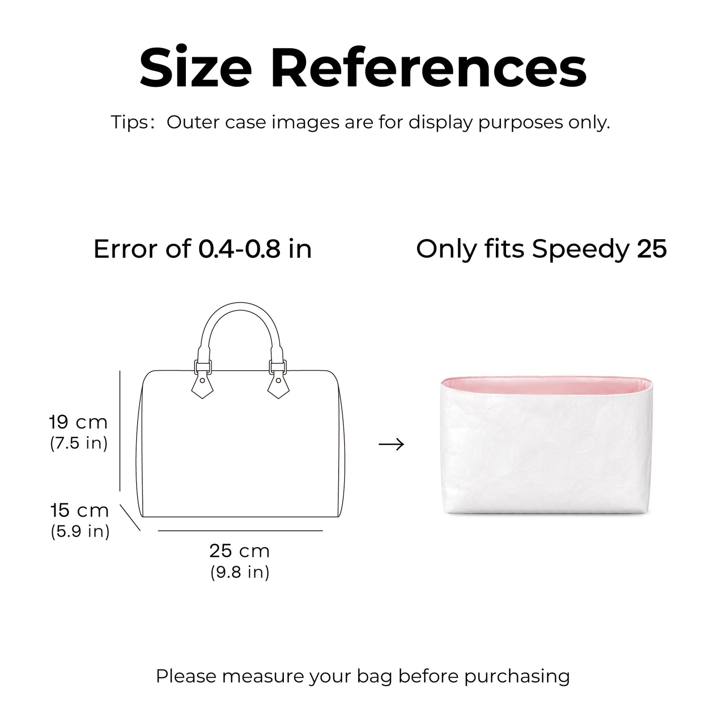 Handbag Organizer Insert for LV Speedy25( Rose Sakura)