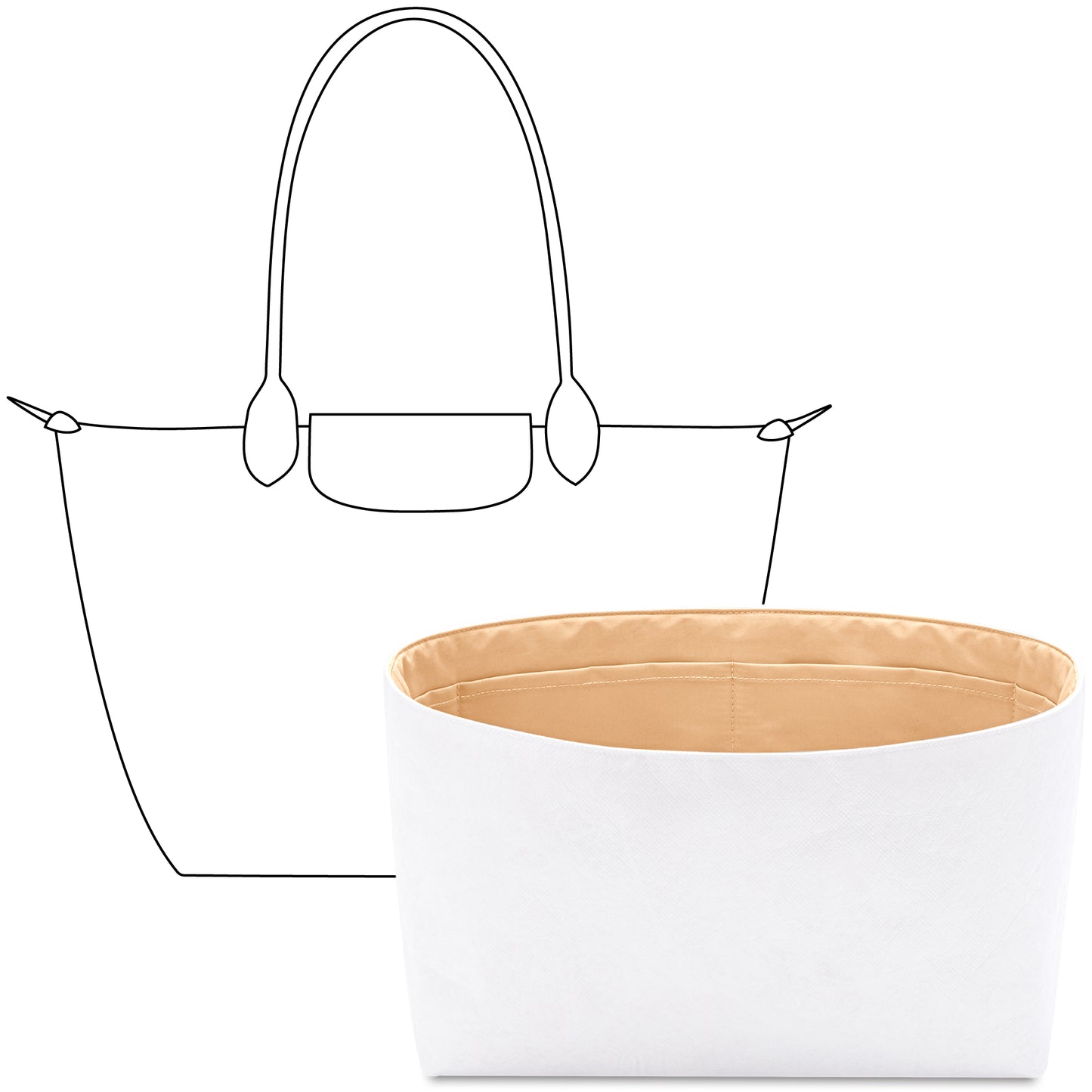 Handbag Organizer Insert for Le Pliage Original M Tote Bag(Vanile)