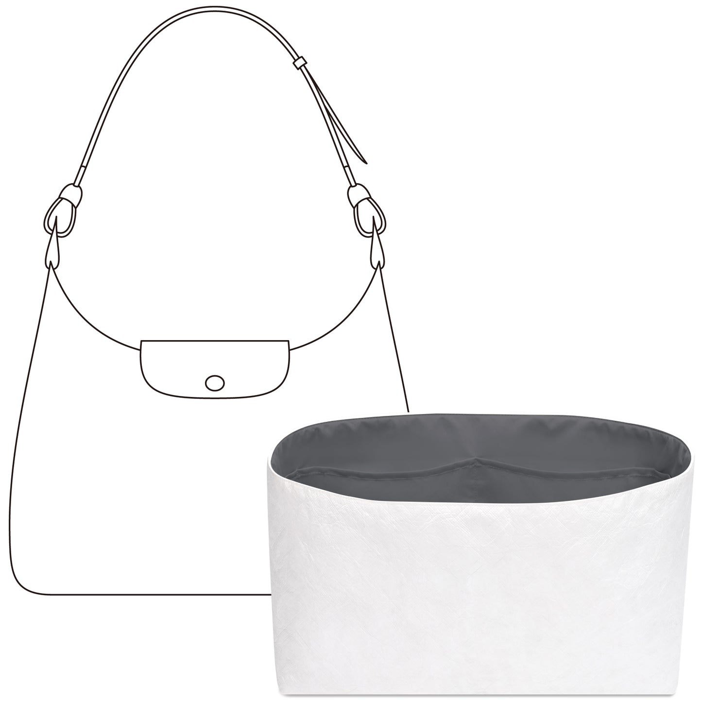 Handbag Organizer Insert for Long Champ Hobo Bag( Slate Gray)