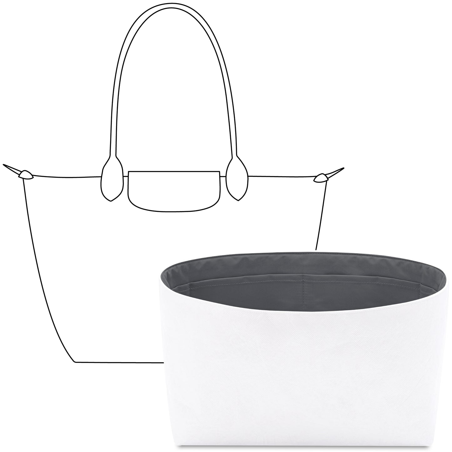 Handbag Organizer Insert for Le Pliage Original M Tote Bag( Slate Gray)