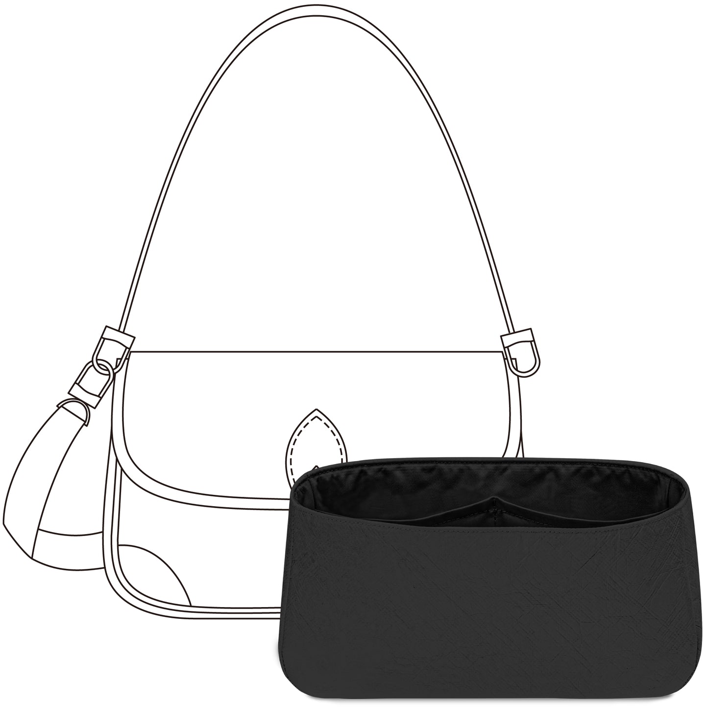 Handbag Organizer Insert for LV Diane Bag (Matte Black), Custom Fit Inside Premium