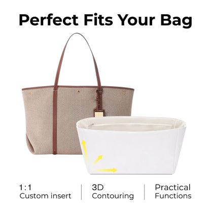 FANJI Project Tote Bag Organizer Insert for Ralph Lauren Large Emerie tote,Custom Fit Inside Premium Craie Lightweight Water Resistant Purse Insert with Zipper