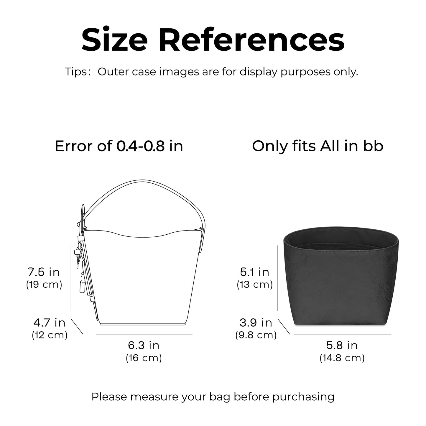 FANJI Project Handbag Organizer Insert for LV All In BB, Custom Fit Inside Premium Black Large Lightweight WaterResistant Purse Insert with Cup Holder Accessories