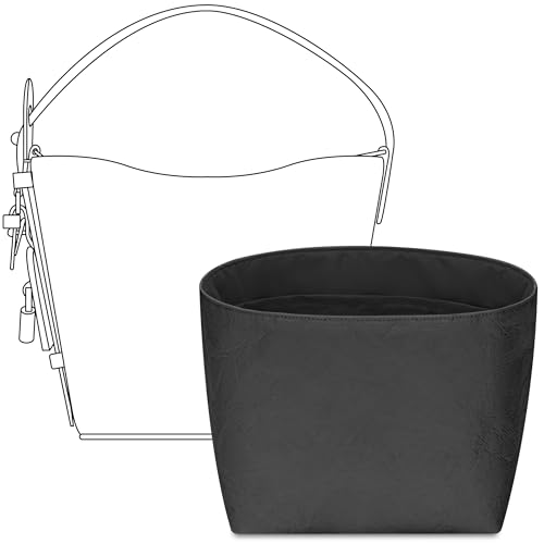 FANJI Project Handbag Organizer Insert for LV All In BB, Custom Fit Inside Premium Black Large Lightweight WaterResistant Purse Insert with Cup Holder Accessories