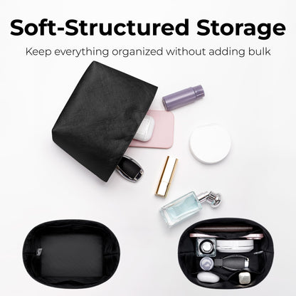 FANJI Project Handbag Organizer Insert for LV All In BB, Custom Fit Inside Premium Black Large Lightweight WaterResistant Purse Insert with Cup Holder Accessories