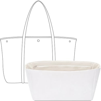 FANJI Project Tote Bag Organizer Insert for Ralph Lauren Large Emerie tote,Custom Fit Inside Premium Craie Lightweight Water Resistant Purse Insert with Zipper