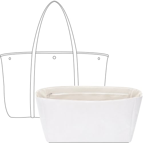 FANJI Project Tote Bag Organizer Insert for Ralph Lauren Large Emerie tote,Custom Fit Inside Premium Craie Lightweight Water Resistant Purse Insert with Zipper