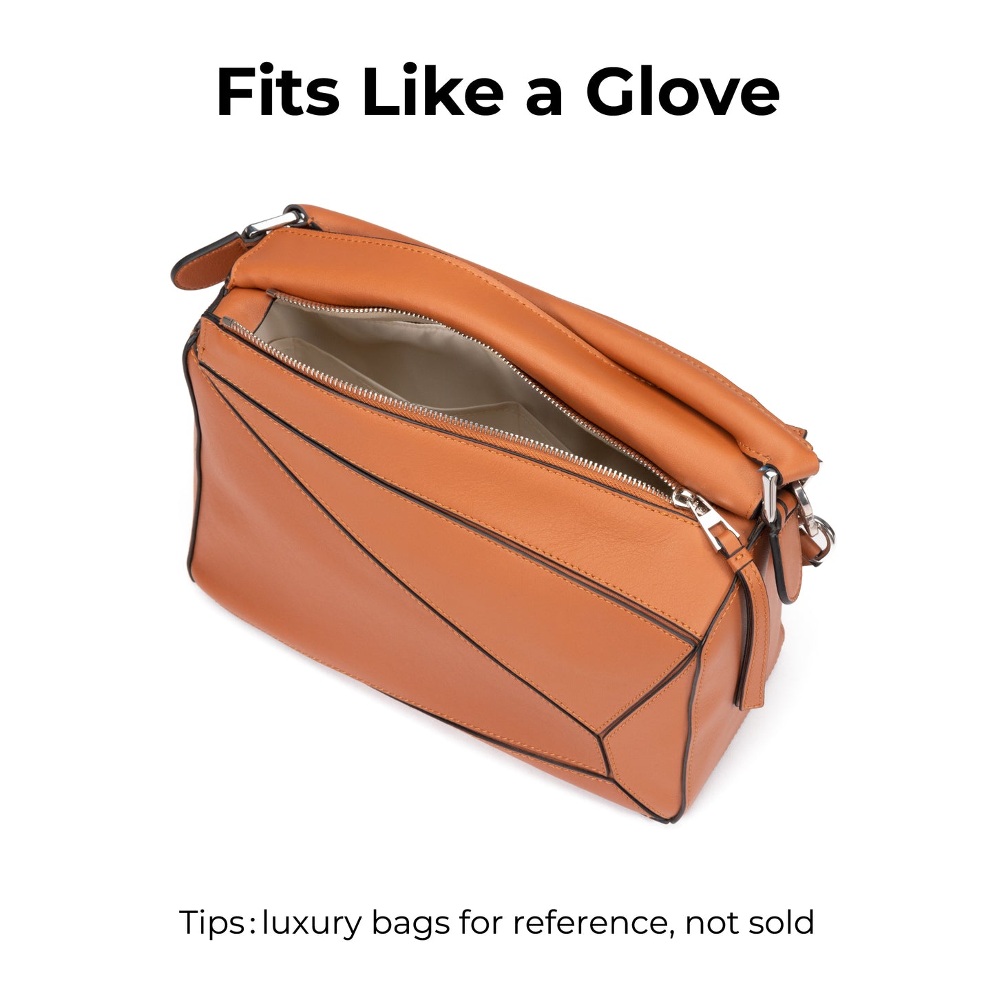 Handbag Organizer Insert for LOEWE Small Puzzle Fold Tote in Shiny Calfskin Bag( Craie)