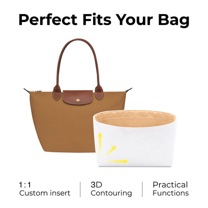 Handbag Organizer Insert for Le Pliage Original M Tote Bag(Vanile)