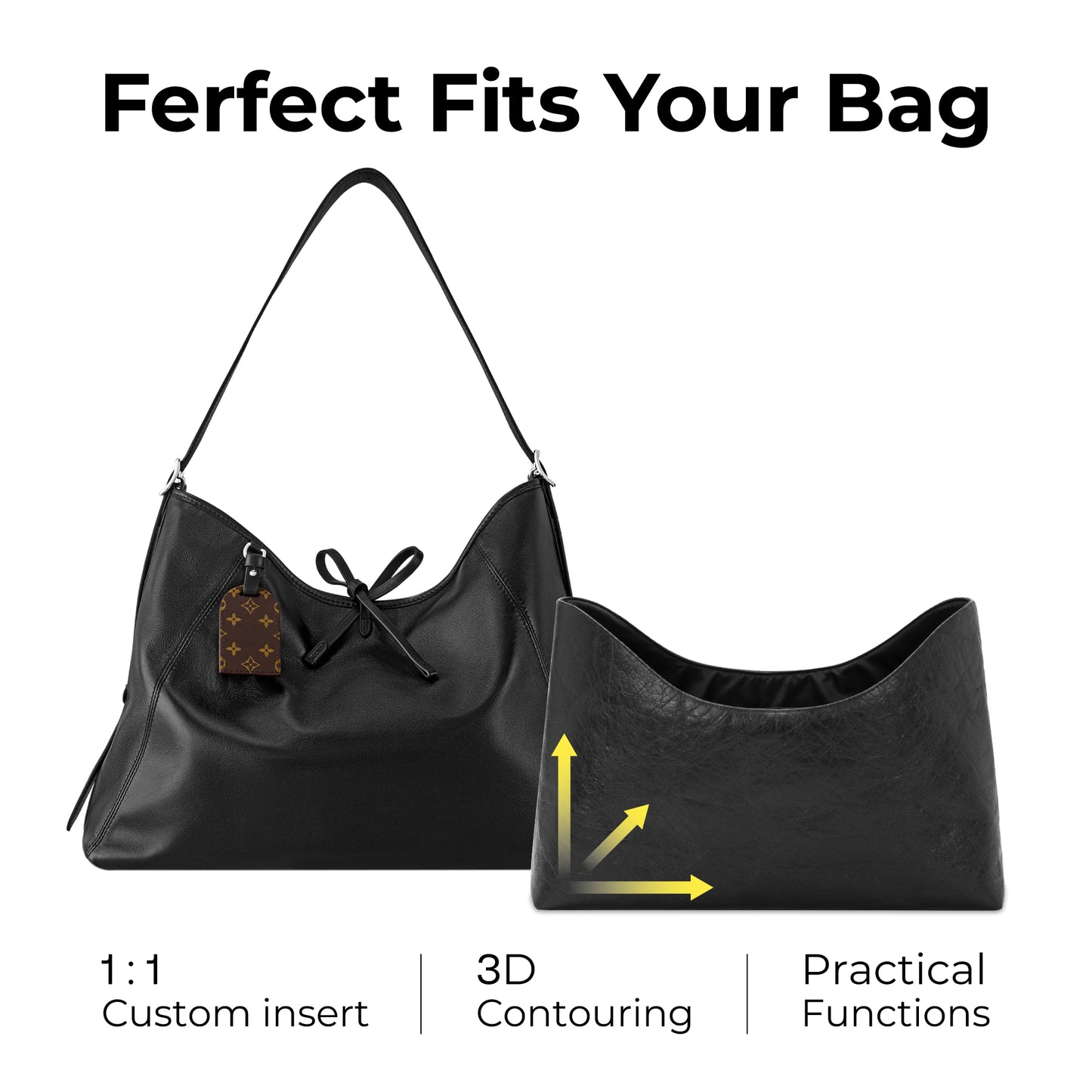 Handbag Organizer Insert for LV CarryAll Dark Vibe MM Bag (Matte Black), Custom Fit Inside Premium
