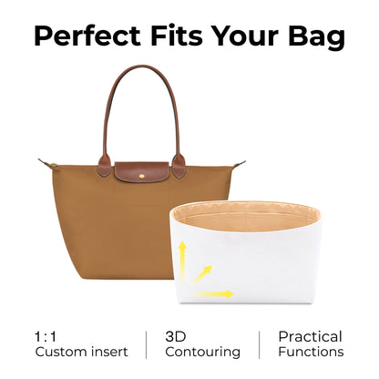Handbag Organizer Insert for Le Pliage Original L Tote Bag( Vanile)