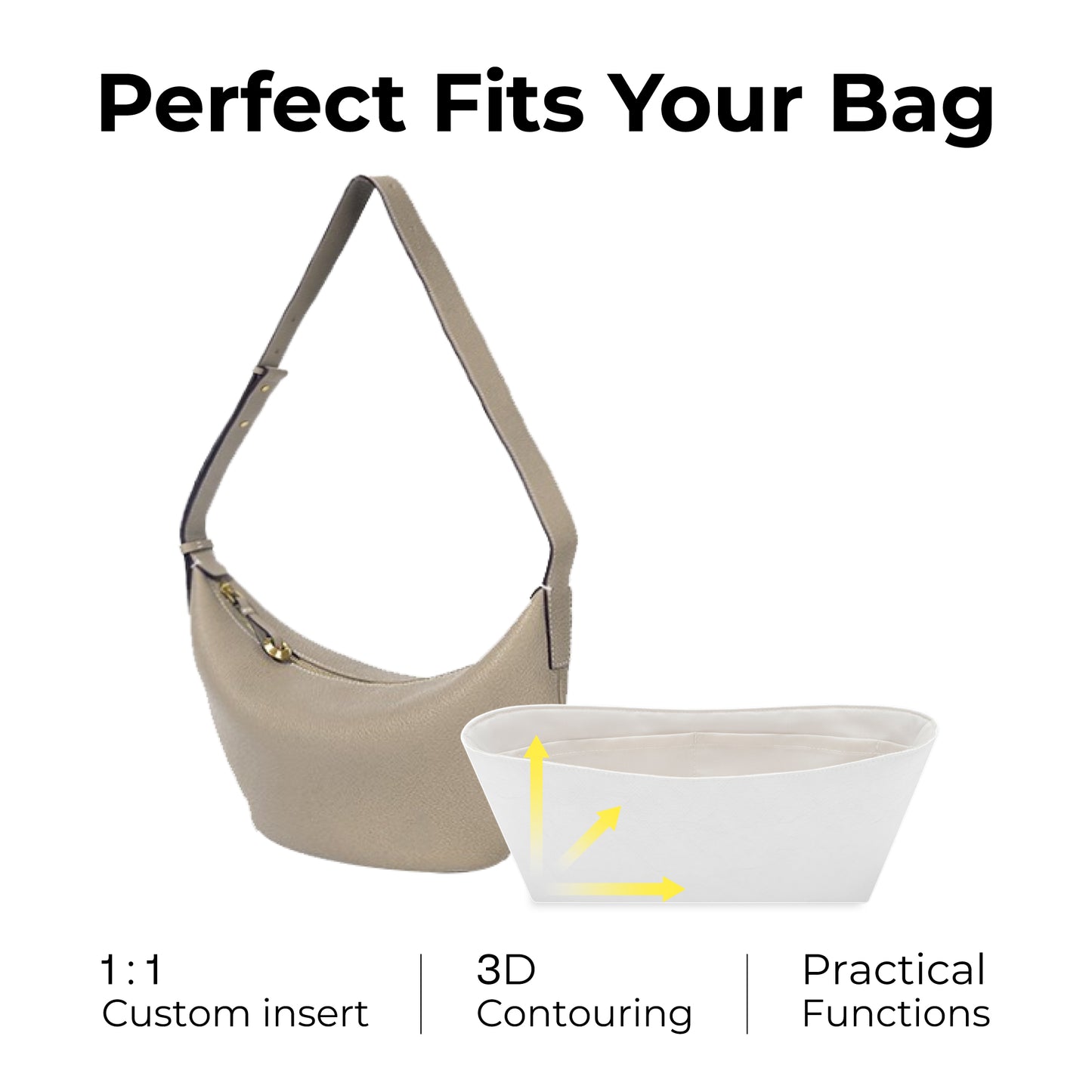 Handbag Organizer Insert for Songmont Soft boat bag S( Craie )