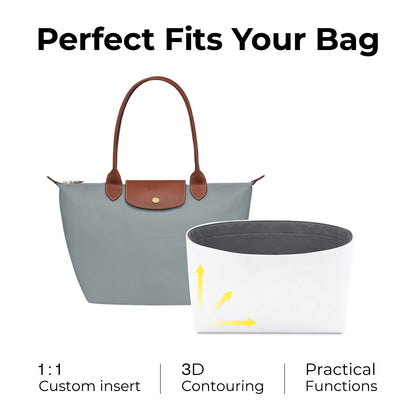 Handbag Organizer Insert for Le Pliage Original M Tote Bag( Slate Gray)