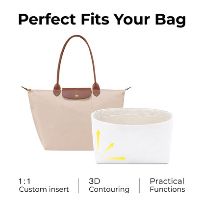 Handbag Organizer Insert for Le Pliage Original L Tote Bag( Craie)