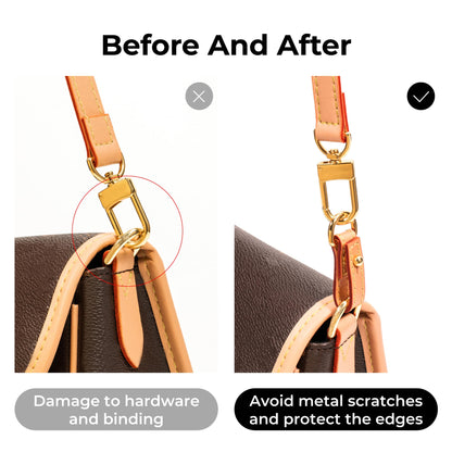 Luxury Bag Shoulder Strap Protective Clips-Anti-wear Buckle for Lv Diane Shoulder Strap,Premium Full-grain Leather Bag Hardware Protection