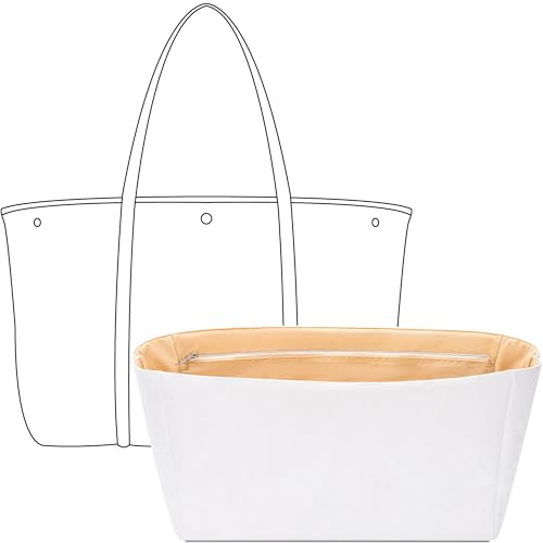 FANJI Project Tote Bag Organizer Insert for Ralph Lauren Large Emerie Tote,Custom Fit Inside Premium Vanile Lightweight Water Resistant Purse Insert with Zipper