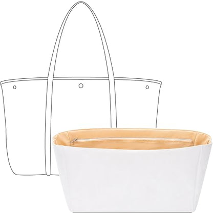 FANJI Project Tote Bag Organizer Insert for Ralph Lauren Large Emerie Tote,Custom Fit Inside Premium Vanile Lightweight Water Resistant Purse Insert with Zipper