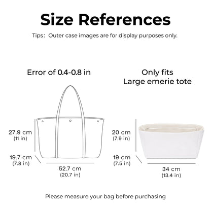 FANJI Project Tote Bag Organizer Insert for Ralph Lauren Large Emerie tote,Custom Fit Inside Premium Craie Lightweight Water Resistant Purse Insert with Zipper