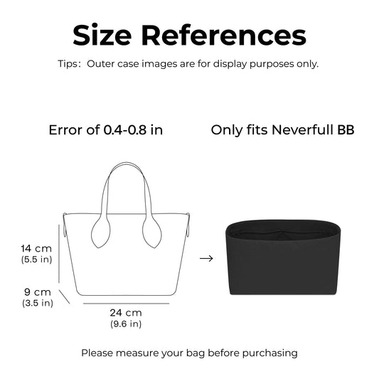Handbag Organizer Insert for LV Neverfull BB  ( Matte Black )