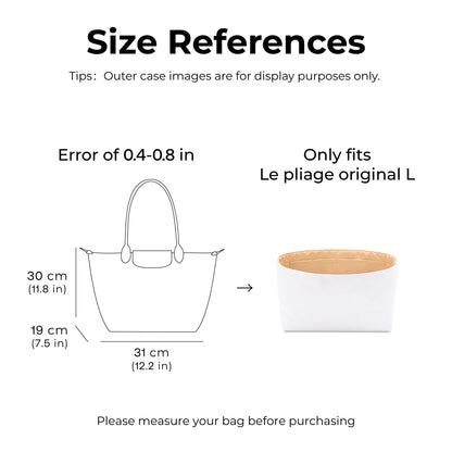Handbag Organizer Insert for Le Pliage Original L Tote Bag( Vanile)