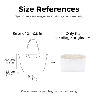 Handbag Organizer Insert for Le Pliage Original M Tote Bag( Craie)