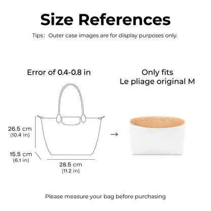 Handbag Organizer Insert for Le Pliage Original M Tote Bag(Vanile)