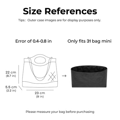 Handbag Organizer Insert for Chanel 31 Mini Bag ( Matte Black )