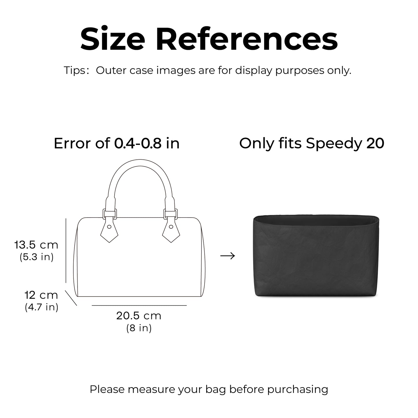 Handbag Organizer Insert for LV Speedy20( Matte Black)