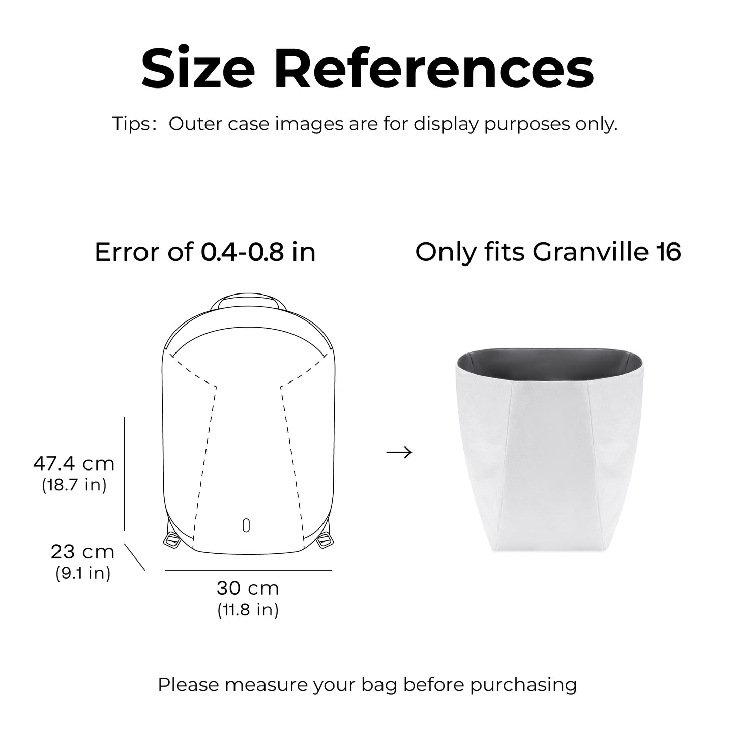 Handbag Organizer Insert for ARC'TERYX Granville 16( Slate Gray)