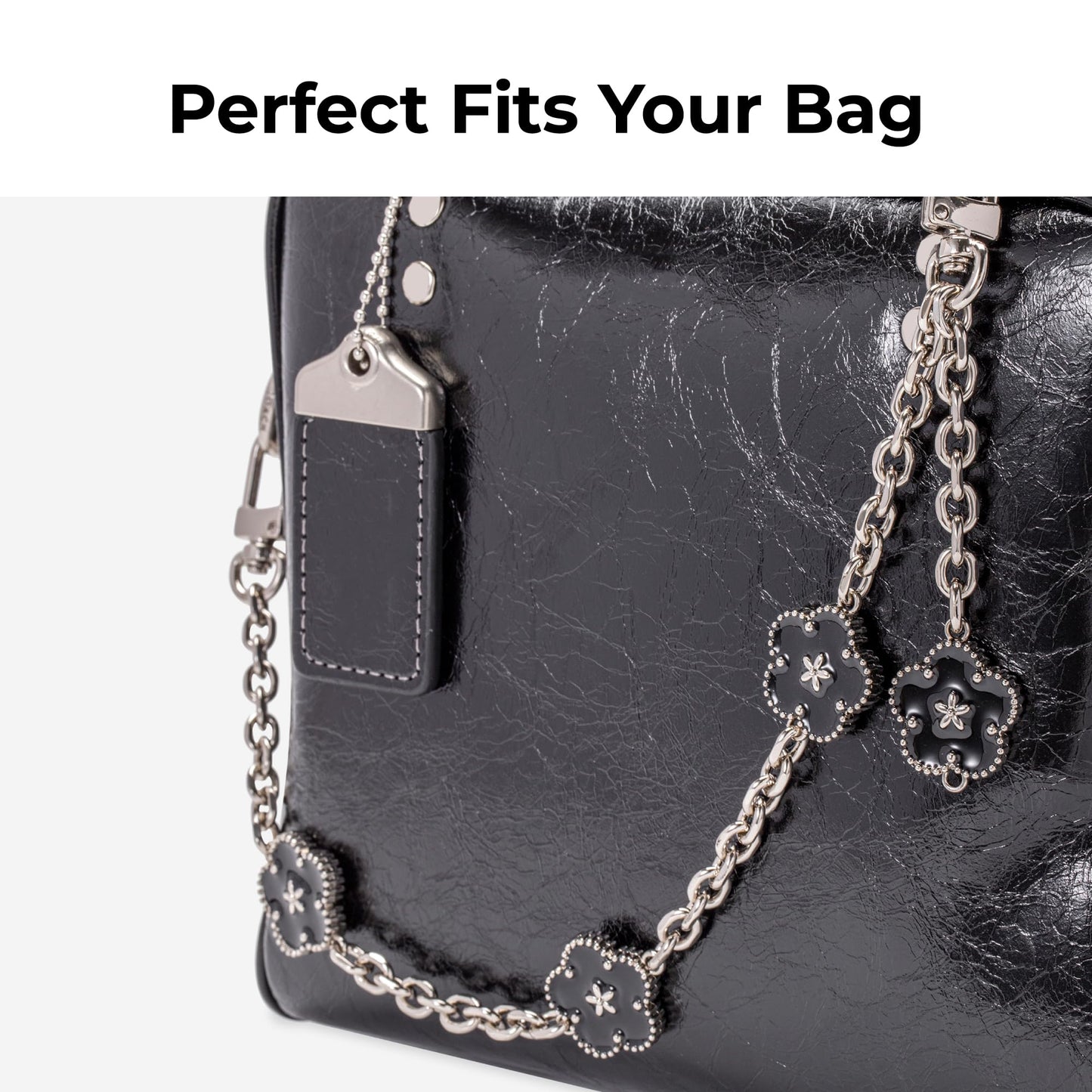 FANJI Project Tote Bag Chain for COACH Cube Rogue Handbag,Replacement Extension Chain for Purse Shoulder Bags Handle Bag Chain Straps Accessories(Black)