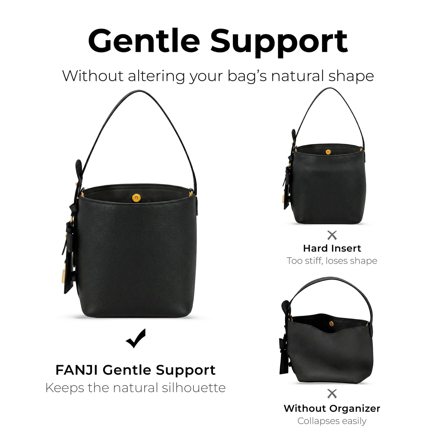 FANJI Project Handbag Organizer Insert for LV All In BB, Custom Fit Inside Premium Black Large Lightweight WaterResistant Purse Insert with Cup Holder Accessories