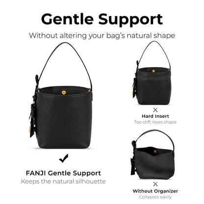 FANJI Project Handbag Organizer Insert for LV All In BB, Custom Fit Inside Premium Black Large Lightweight WaterResistant Purse Insert with Cup Holder Accessories