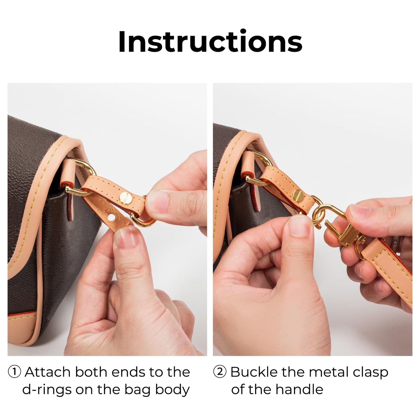 Luxury Bag Shoulder Strap Protective Clips-Anti-wear Buckle for Lv Diane Shoulder Strap,Premium Full-grain Leather Bag Hardware Protection