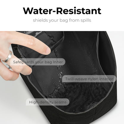 FANJI Project Purse Organizer Insert for Chanel Hobo 25 C Mini Bag, Custom Fit Inside Premium Lightweight Water Resistant Handbag Insert with Zipper(Matte Black)