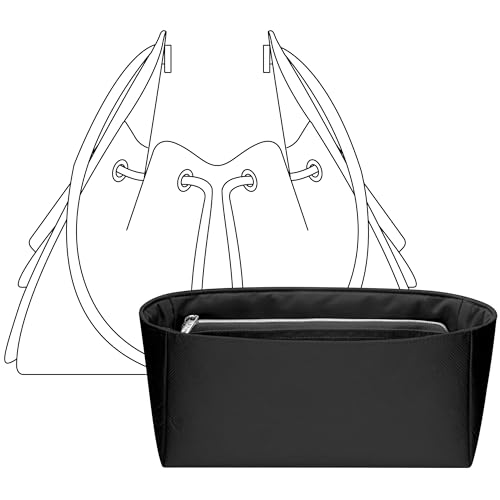 FANJI Project Purse Organizer Insert for Chanel Hobo 25 C Mini Bag, Custom Fit Inside Premium Lightweight Water Resistant Handbag Insert with Zipper(Matte Black)