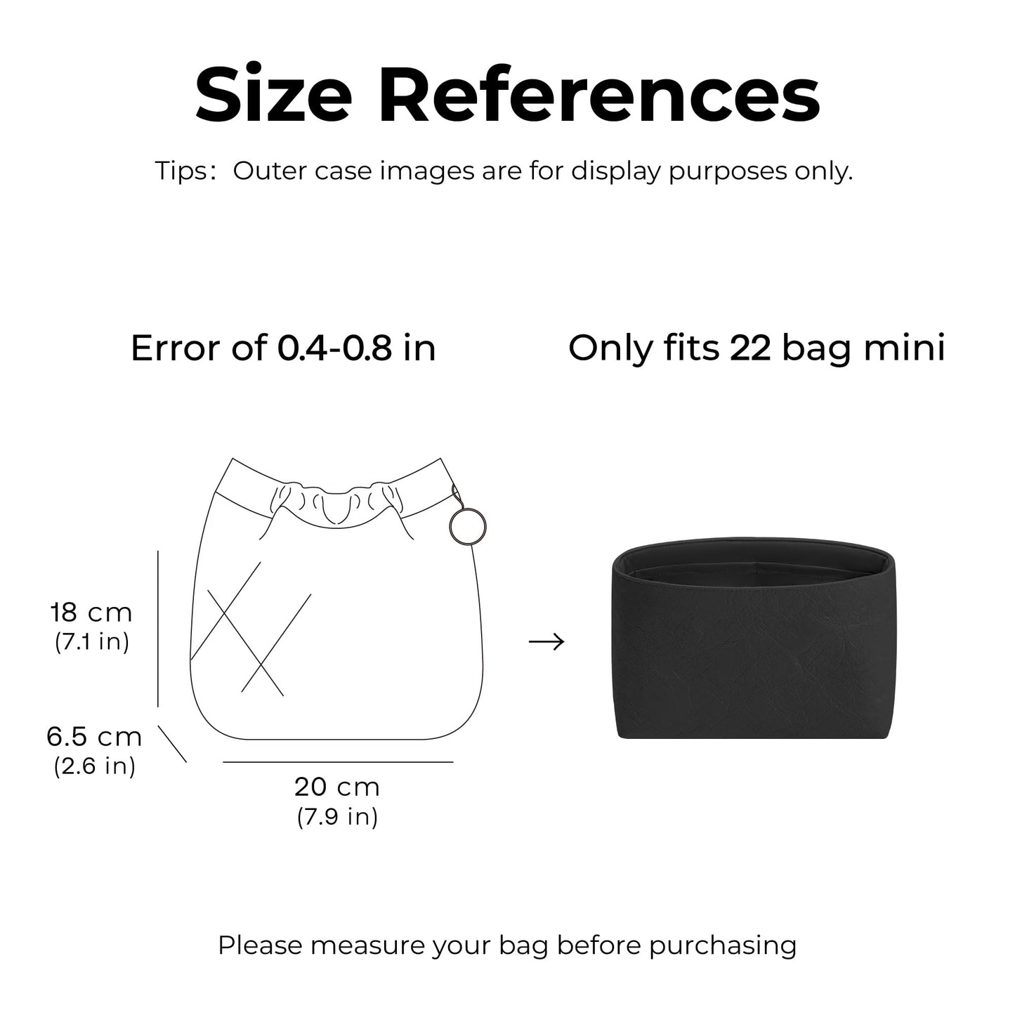 FANJI Project Bag Organizer Insert for CHANEL 22 Mini Handbag,and Premium Full Grain Leather Protection for 22 Bag